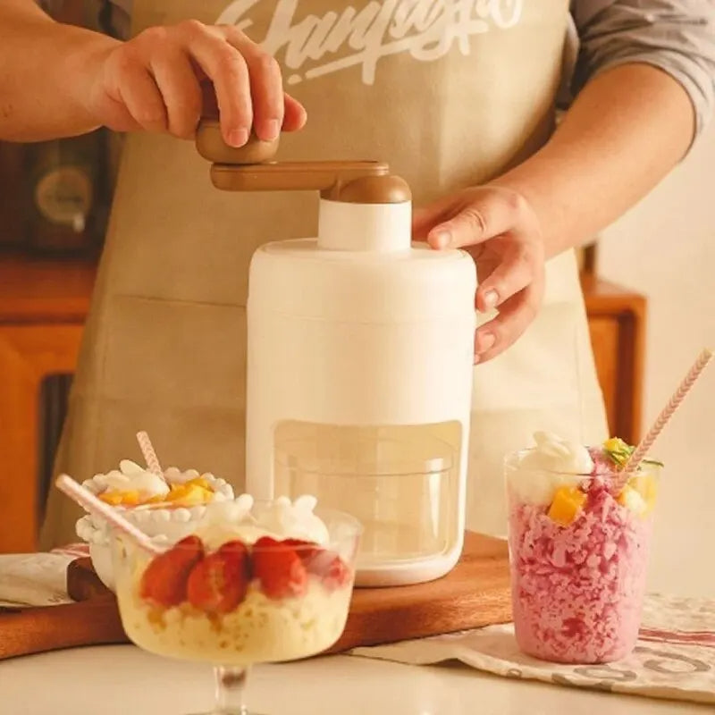 Hand-Operated White Ice Crusher Smoothie & Milkshake Maker