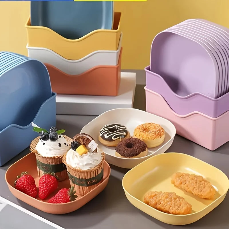 10PCS Square Plastic Dinner Plate Set