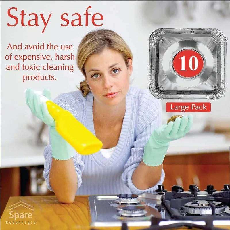10Pcs Aluminum Foil Stove Covers for Gas Burners