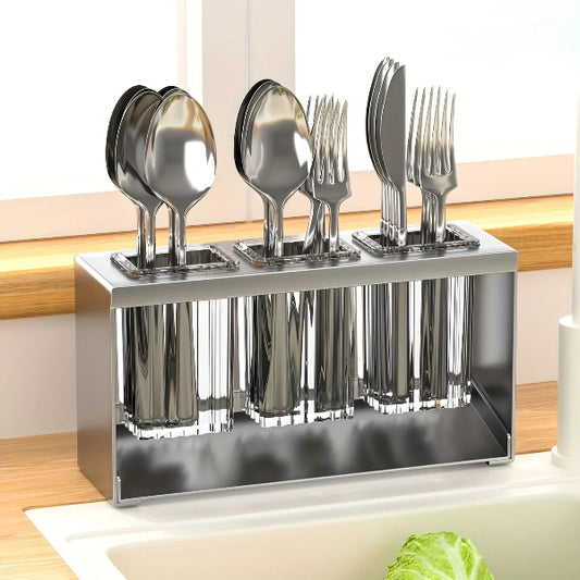 Stainless Steel Kitchen Cutlery Holder with Drain