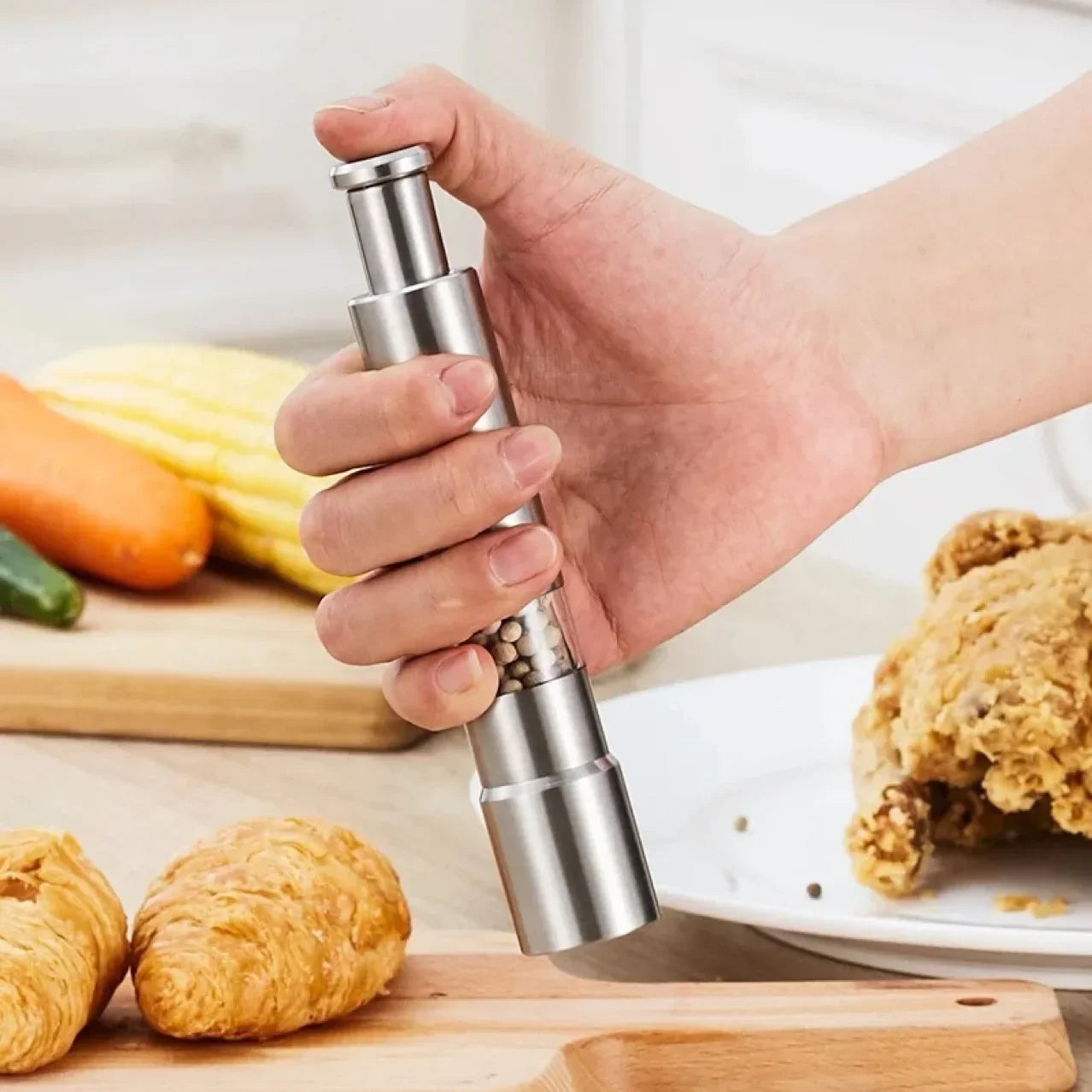 Stainless Steel Manual Pepper & Salt Grinder