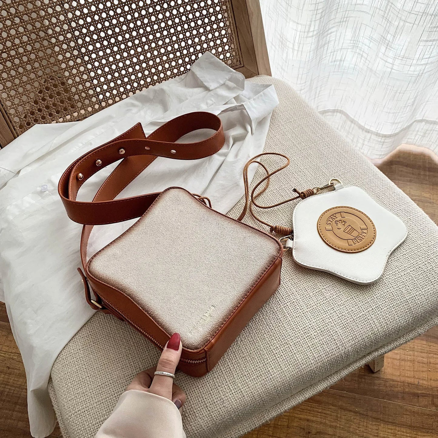 Cute Bread Shaped Flap Shoulder Crossbody Bag for Women