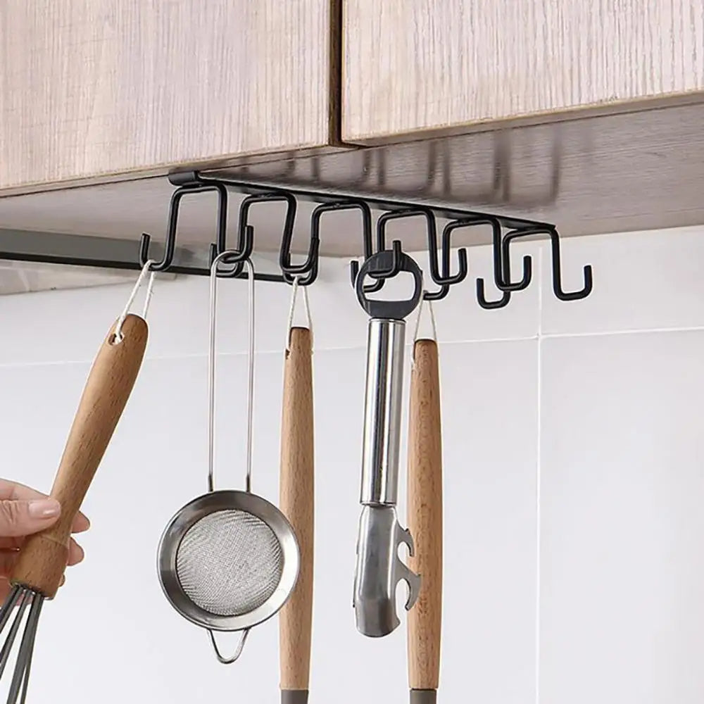Multifunctional Double-Row Kitchen Cabinet Metal Hook Organizer