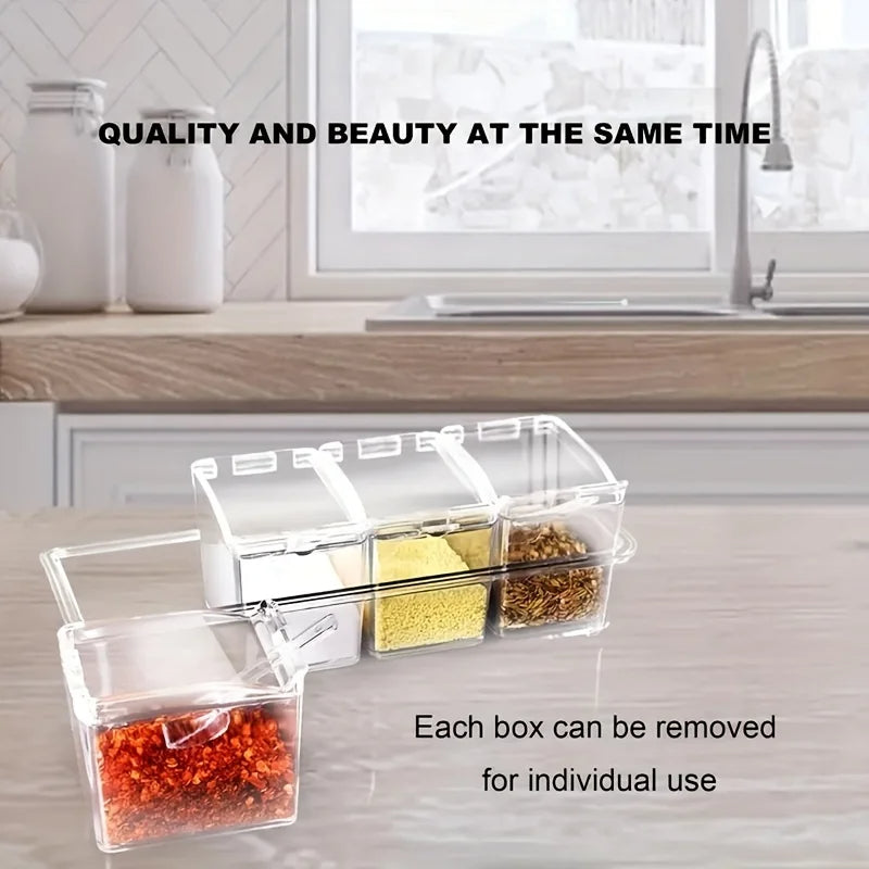 4-Piece Transparent Spice Jar Set for Kitchen