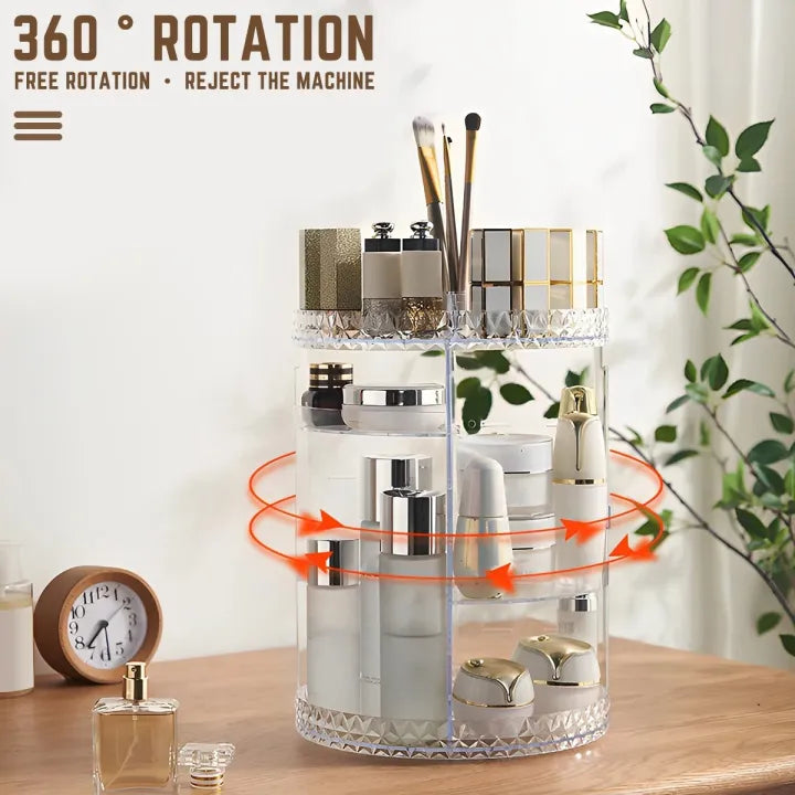 Multifunctional 360° Rotating Transparent Cosmetic and Jewelry Organizer
