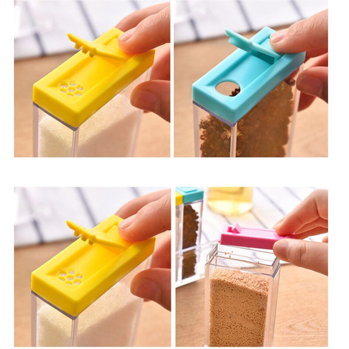 6PCS Plastic Spice Box Set Kitchen Seasoning Storage Containers