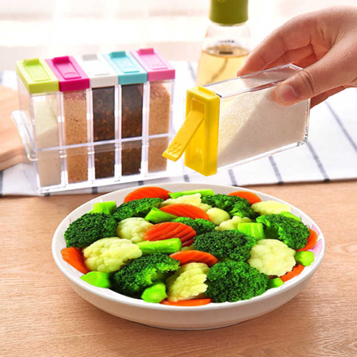 6PCS Plastic Spice Box Set Kitchen Seasoning Storage Containers