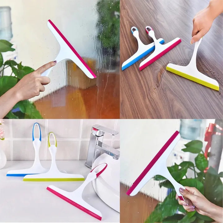 Mirror & Window Cleaning Brush with Rubber Wiper