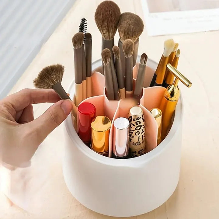 360Β° Rotating Transparent Makeup Brush & Jewelry Organizer