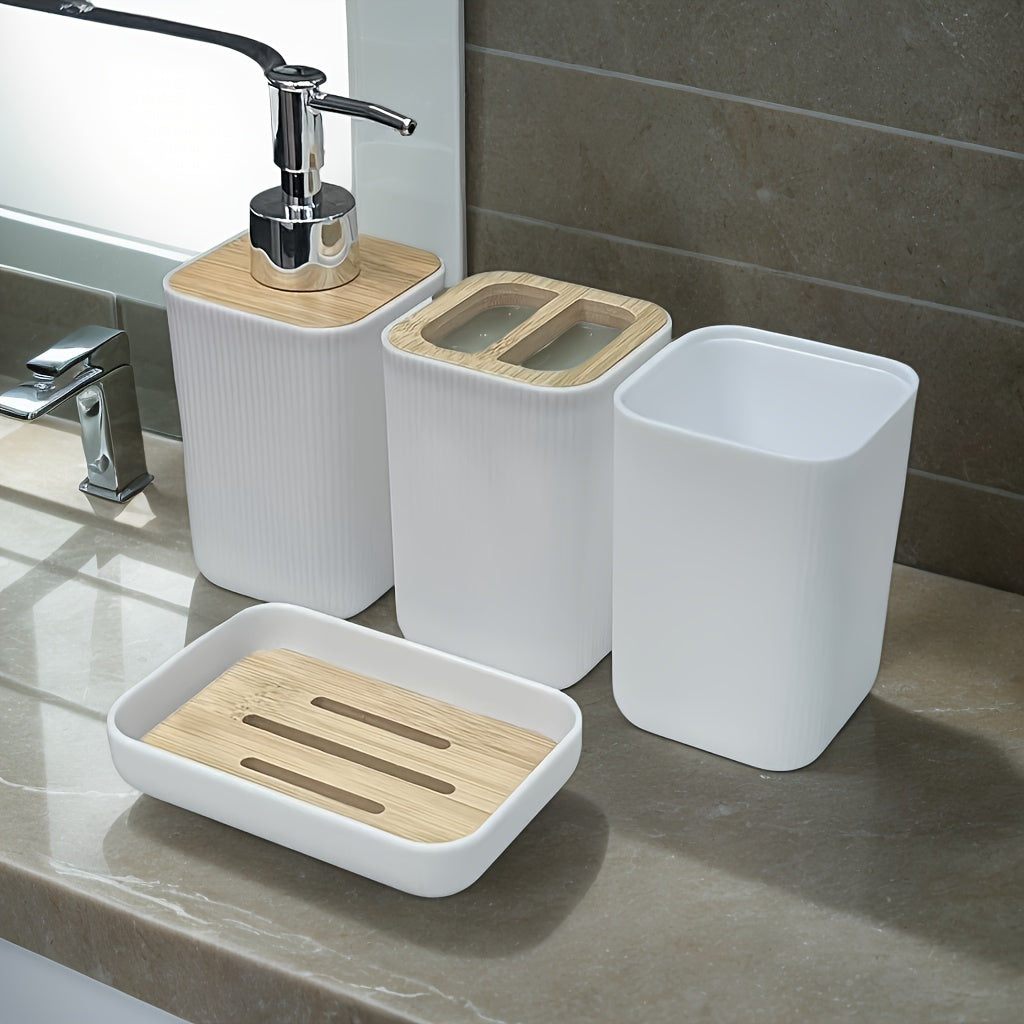 4pcs Bathroom Dispenser Set with Organizer Rack