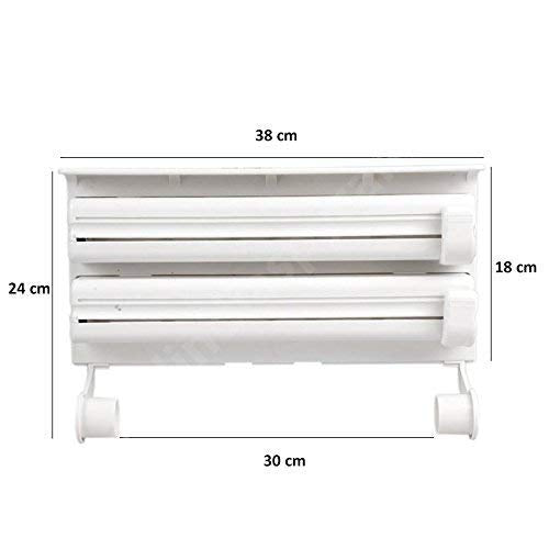 3 in 1 Plastic Kitchen Shelf Triple Paper Dispenser Organizer