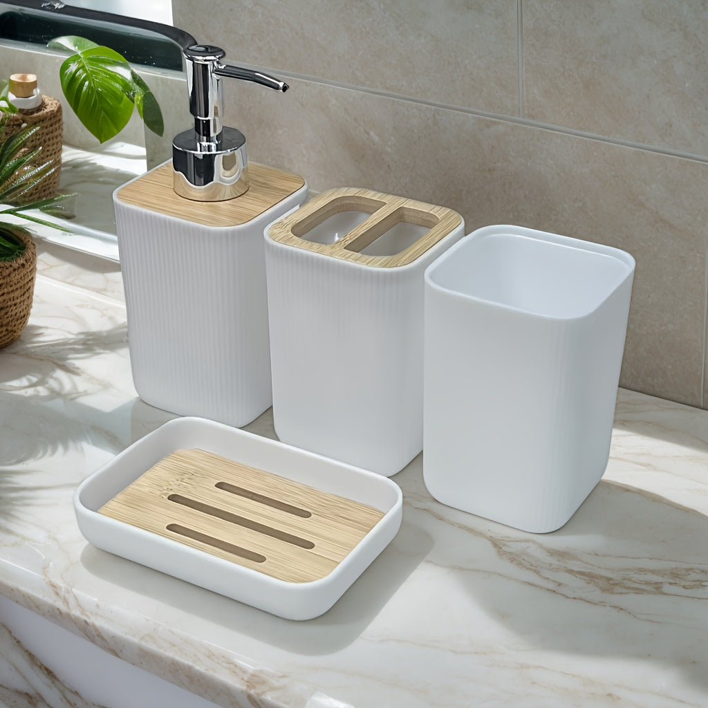 4pcs Bathroom Dispenser Set with Organizer Rack