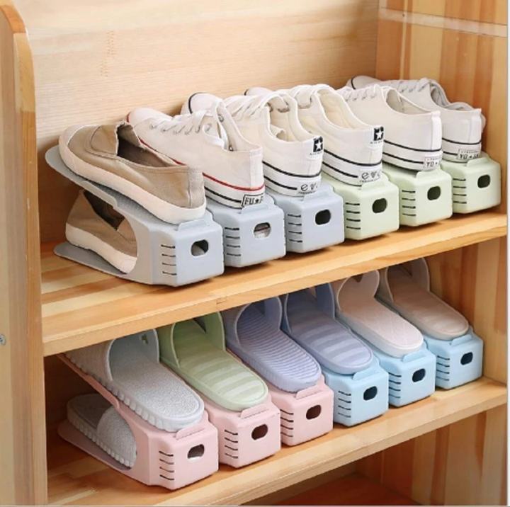 Adjustable Double-Layer Shoe Rack Stand Space-Saving Organizer
