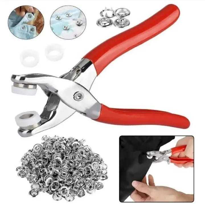 50-Piece Metal Snap Button Set with Hand Pressure Pliers
