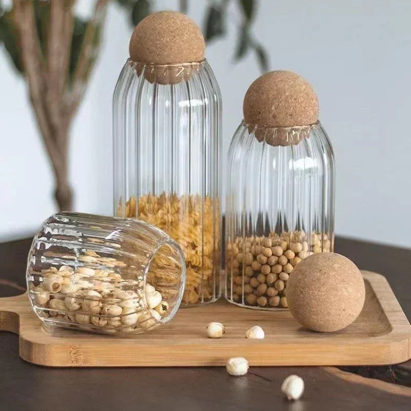 Tall Transparent Glass Spice Storage Jar Set (3pcs)