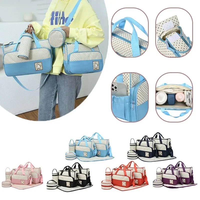 5PCS Large Capacity Mummy Baby Bag Set Organizer