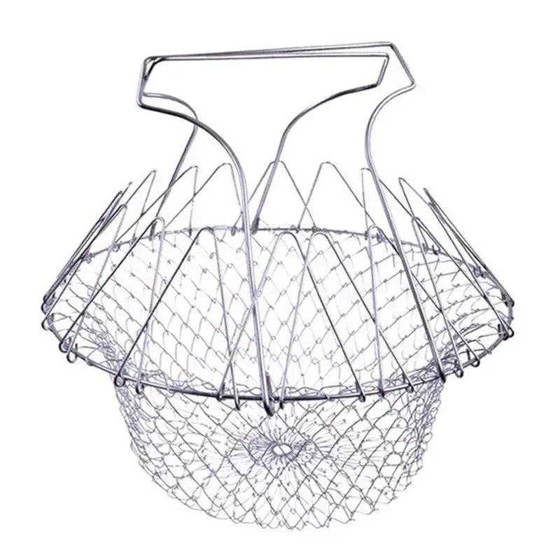Foldable Fry Basket Stainless Steel – Deep Fry Strainer Chef Tool