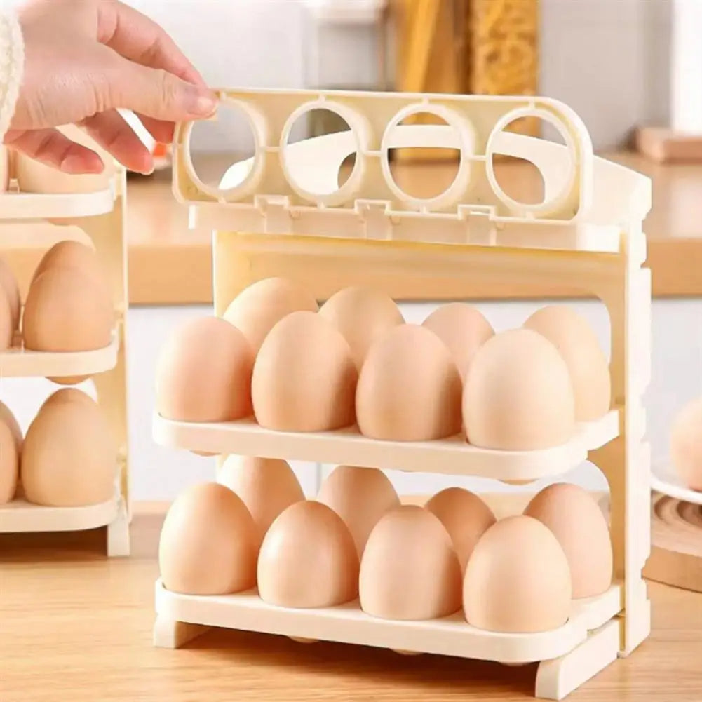 24-Grid Folding Egg Rack Three-Layer Storage Container