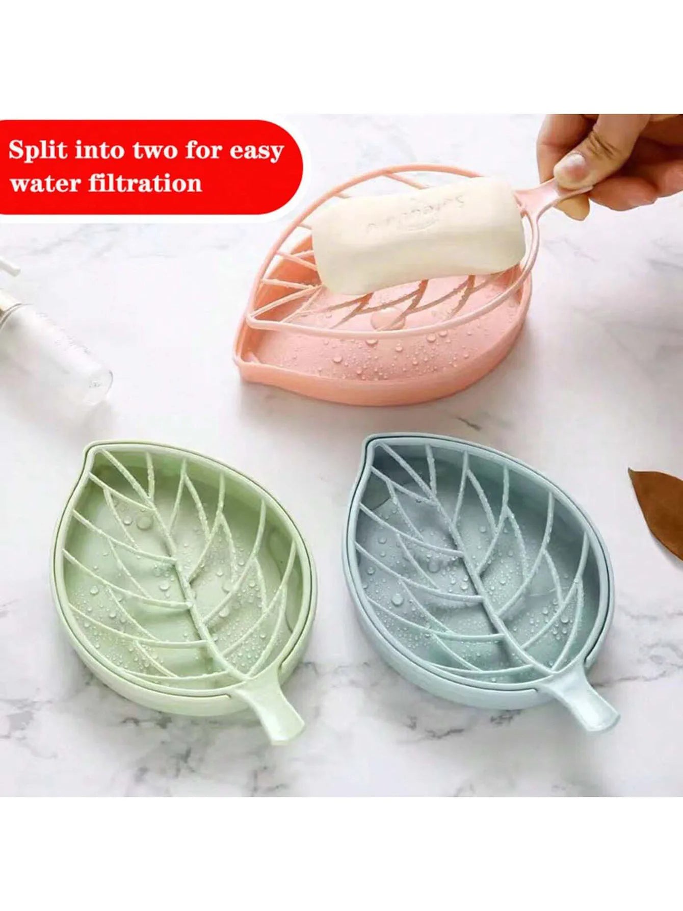 Leaf-Shaped Soap Holder with Drain for Bathroom