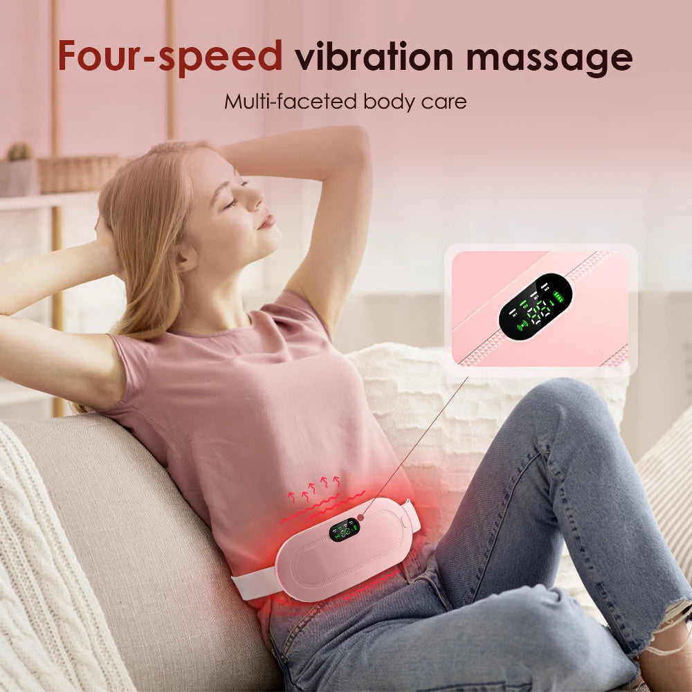New Period Pain Relief Belt – USB Rechargeable Heating Pad with Vibration for Women
