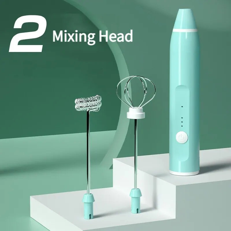 Electric Milk Frother Handheld USB Rechargeable Coffee Mixer