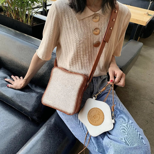 Cute Bread Shaped Flap Shoulder Crossbody Bag for Women
