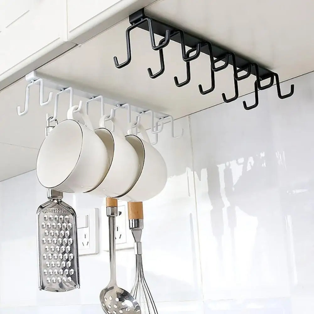 Multifunctional Double-Row Kitchen Cabinet Metal Hook Organizer