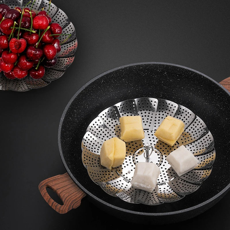 Stainless Steel Food Steamer Basket for Kitchen Cooking
