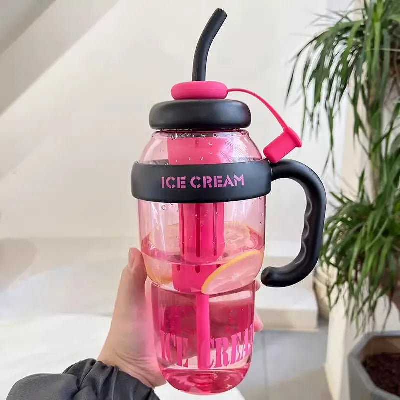1200ml Sports Water Bottle with Straw and Lid