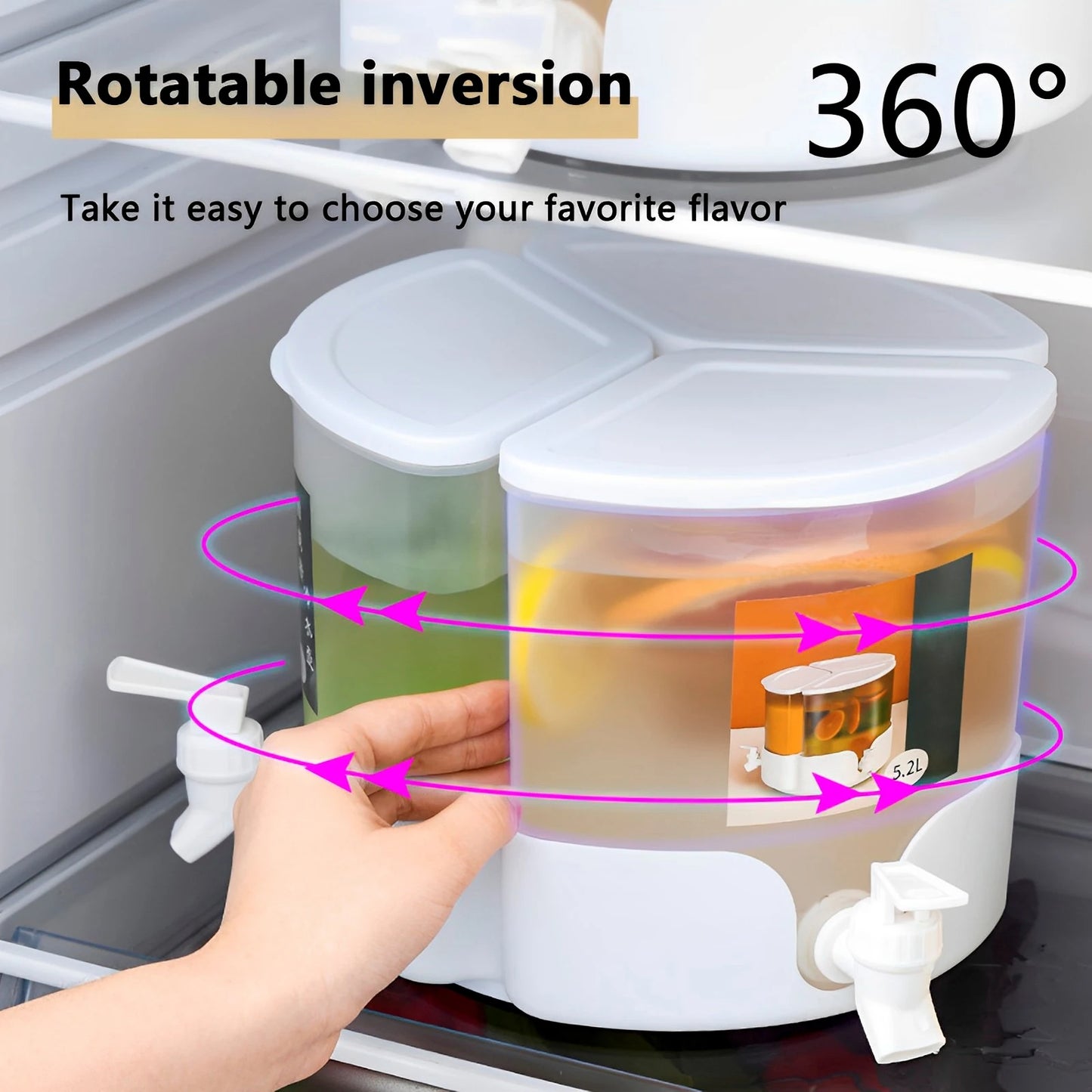3-Compartment Cold Water Pitcher with Faucet Dispenser