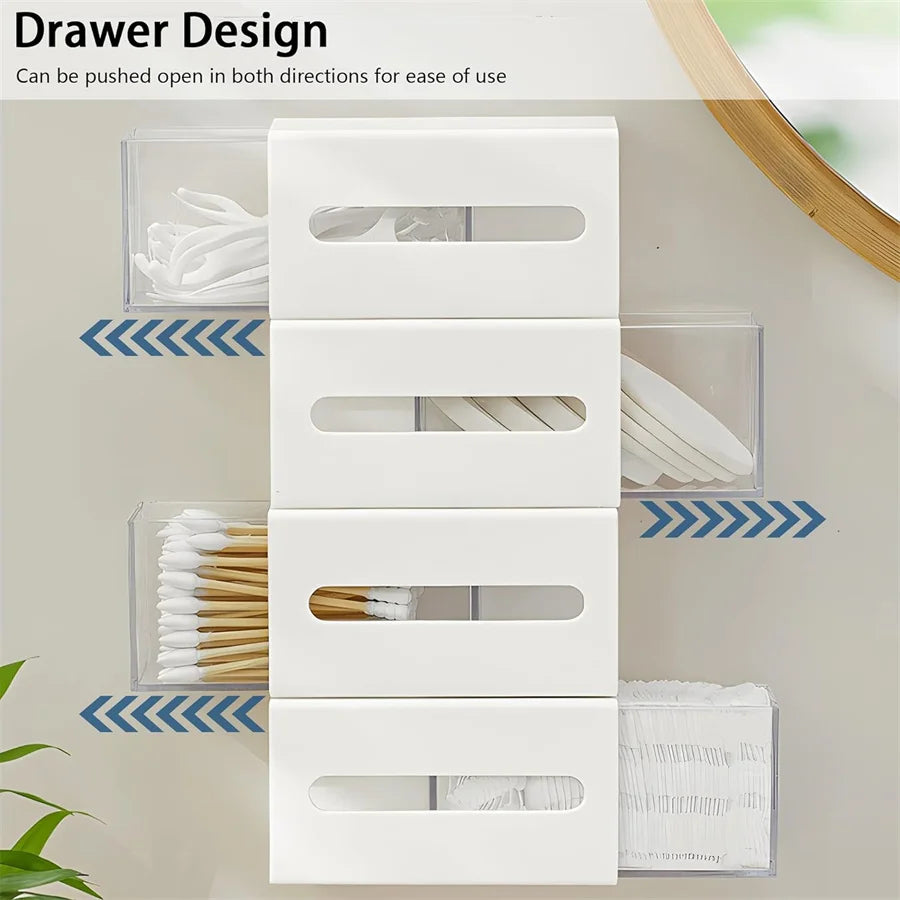 Wall Mounted Cotton Swab Dispenser Organizer