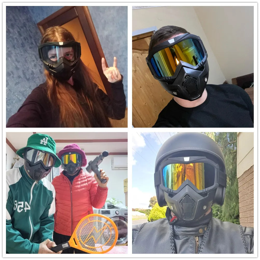 Motorcycle Goggles with Face Mask – Helmet Ready