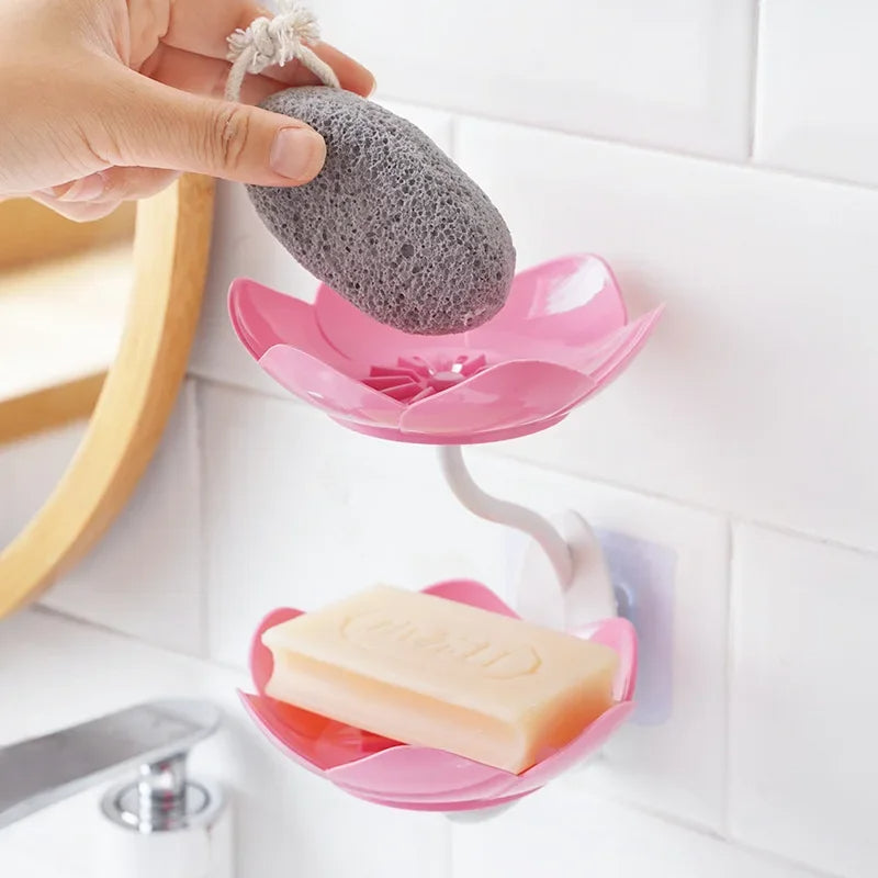 Wall-Mounted Lotus Soap Box – Double Layer Tray