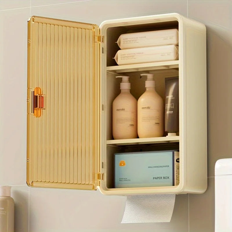 Wall-Mounted Drawer Makeup Organizer with Tissue Box