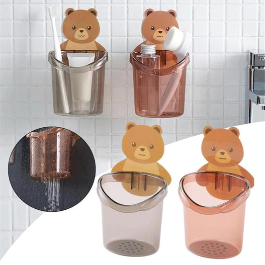 Cute Bear Wall-Mounted Toothbrush & Toothpaste Holder