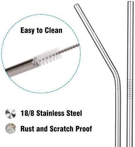 Pack of 5 Reusable Stainless Steel Drinking Straws