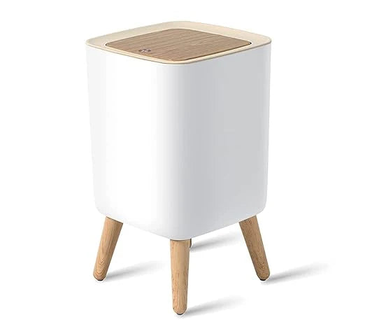 Wooden High-Foot Square Dustbin – Modern Waste Bin