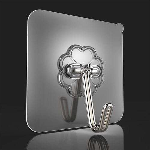 Metallic wall hook on a reflective black surface