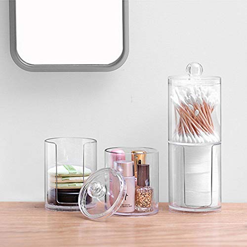 Acrylic Cotton Pad & Swab Organizer – Round Transparent Box