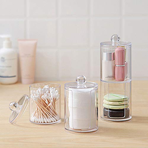 Acrylic Cotton Pad & Swab Organizer – Round Transparent Box