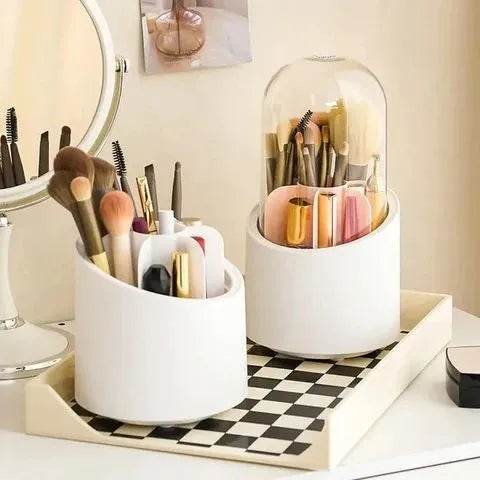360Β° Rotating Transparent Makeup Brush & Jewelry Organizer