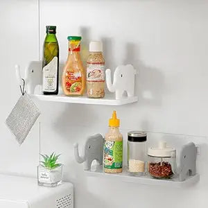 Elephant Wall Mounted Self Adhesive Shelf