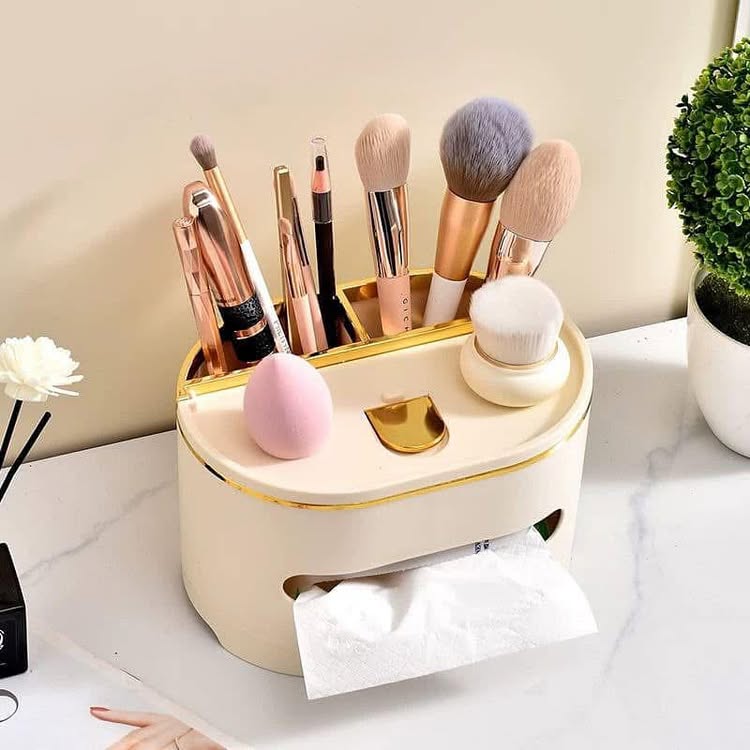 Tissue Organizer and Makeup Brush Holder