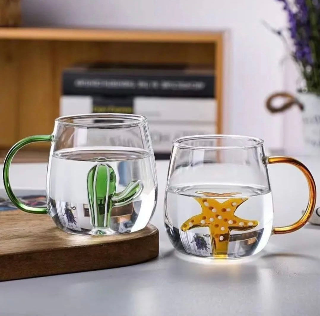 3D Transparent Glass Mug for Drinks