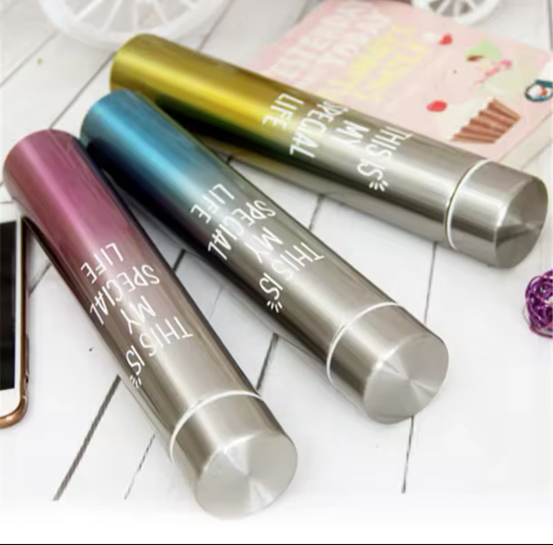 330ml Slim Thermos Water Bottle – Stainless Steel Travel Flask