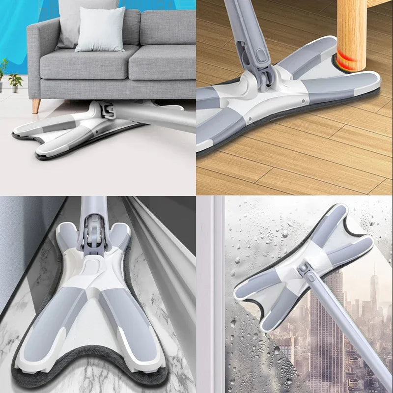 X-Type Flat Floor Mop with Microfiber Pads