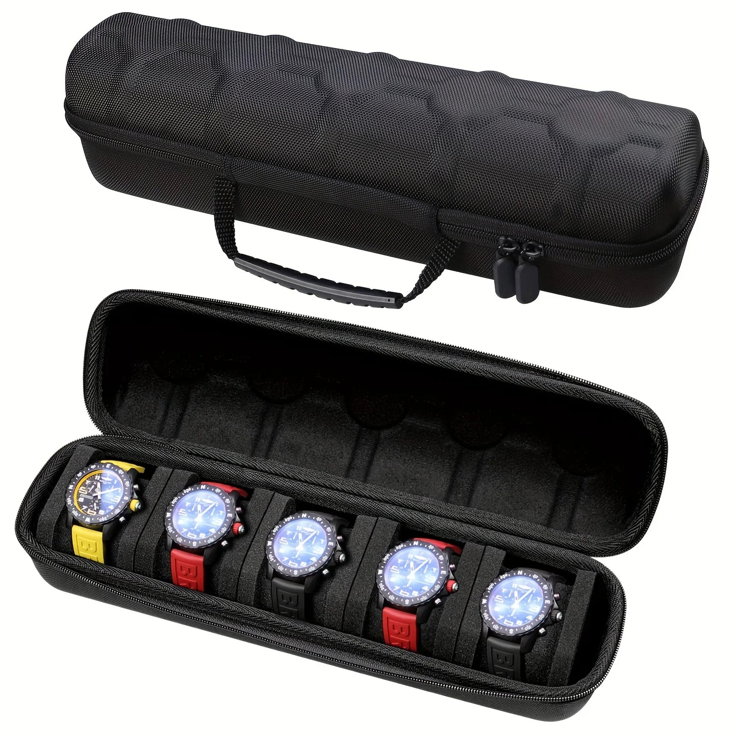 5-Slot Watch Travel Case – Unisex Storage Box with Handle