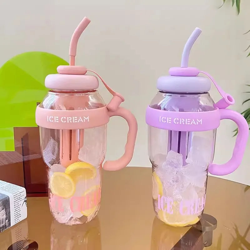 1200ml Sports Water Bottle with Straw and Lid