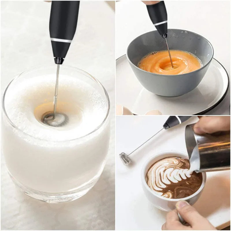 Electric Milk Frother Handheld USB Rechargeable Coffee Mixer