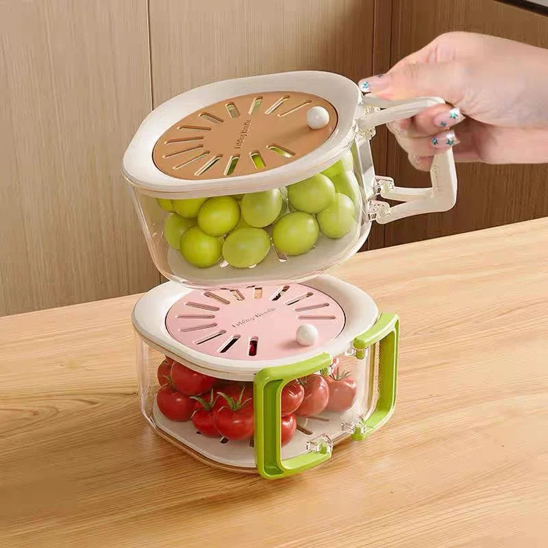 2-in-1 Fruit Washing Strainer Drain Bowl